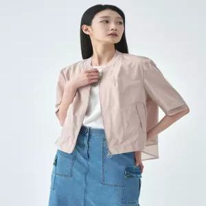 리사이클 메쉬배색 집업 숏 코트 LCCAO421_PE