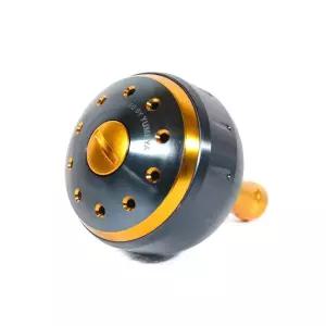 시마노 SHIMANO 순정 릴 파츠 꿈의 집 알루미늄 라운드형 파워 핸들 노브 블랙/골드 M노브 TypeA용 26279 부품