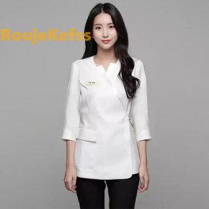 미용사 유폼 피부 관리사 스파 병원 반팔 가운 에스테틱 마사지 피부샵 상의 세트