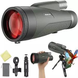 15x65 단안 - 휴대폰 어댑터 및 삼각대가 장착된 망원경 BAK4 프리즘 FMC 렌즈가 초밝은 방수 조류 관찰