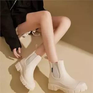 [라일리] Rly 여성 숏 부츠 여성 장마 부츠 고무 첼시 발목