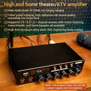 DC 12~24V  시어터 가라오케 앰프 2.0/5.0/5.1 채널 200W 스테레오 Bluetooth 5.0 TPA3116D2 오디오