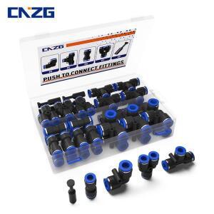 CNZG 공압 피팅 8mm1/인치 공기 원터치 연결 호스 4mm 6mm 12mm 3/8 '파이프 라인 튜브 용 티 워터 키트 푸