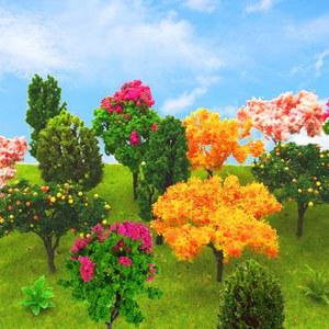 MOMOONNON 16개 미니어처 요정 정원 나무 식물 장식 혼합 모델 트리 1-3인치 인형집 화분 모스 분재 마이크로 조경 DIY 공예