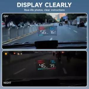 디지털 속도계 P16 OBD2 HUD TFT LCD 컬러 스크린 헤드업 디스플레이 RPM 전압 터보 압력 온도 시간 게이지