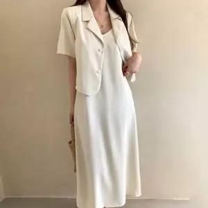 여성 나시 롱원피스 자켓 세트 아이보리 1P 여름 출퇴근 정장 치마