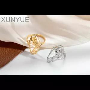 Houwu 스테인레스 스틸 이집트 여왕 앙크 나이프티티 반지 아프리카 보석