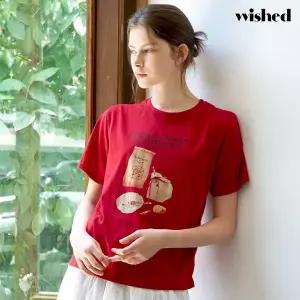 [위시드]리본 포인트 라운드넥 반팔 티셔츠 (WIDBTS031)