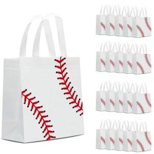 Infankey 24 PCS 야구 선물 가방 파티 장식 재사용 가능한 구디 간식 선호 비직조 스포츠 생일 용품용