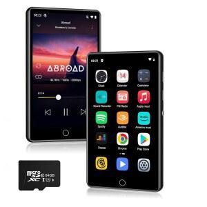 블루투스 및 WIFI가 지원되는 80GB MP3 플레이어 - SWOFY MP4 뮤직 4인치 HD 풀터치 스크린 SPOTIFY AMAZON MUSIC M503PRO ANDROID 플레이어( 블랙용)
