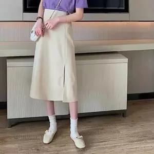[하프클럽/]트임 단정한 무름아래 H라인 롱스커트 스커트