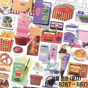 20pcs INS 귀여운 스낵 디저트 재료 종이 장식 문구 스크랩북 메모 패드 일기 앨범 Lable