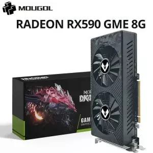 MOUGOL 데스크탑 게이밍 컴퓨터용 그래픽 카드 AMD Radeon RX590 8G GDDR5 비디오 메모리 256 비트 DVI +