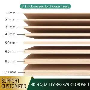 두께 1.5/2/3/4/5/6/8/10mm 수제 Basswood 표면 부드러운 보드 합판 DIY 빌딩 모델 나무 비행기 보트 재료