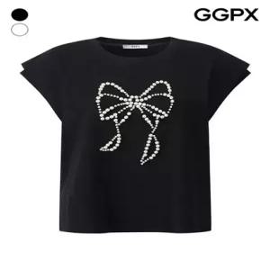 GGPX 러블리 진주 리본 더블 캡소매 티셔츠 GQ6TS023F)