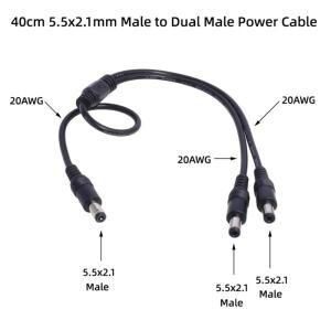 DC Y 스플리터 케이블 1 수커넥터 2 수커넥터 5.5mm x 2.1mm 전원 연장 어댑터 CCTV 감시 카메라용