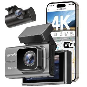 KUTAITAI 4K 대시 카메라 전면 및 HDR&WDR 3인치 지원 최대 256GB 대시캠, 내장 시야, 루프 스크린이 광각, 녹화, 모드, 170 터치 후면, 24시간 GPS, 있는 야간 자동차 WIF, 주차