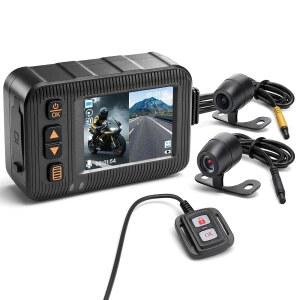 오토바이 대시 캠 HD 카메라 전면 1080P DVR(G-센서 화면 녹화, 2인치 시야, 녹화 광각 바이크 렌즈, 및 주차 야간 듀얼 후면 방수 150 IP65 스포츠 모니터 IPS 루프 포함),