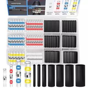 252PCS 열수축 솔더 씰 와이어 커넥터 키트 - 방수 버트 120개 및 3 1 튜브 해양 등급 자동차 보트 트럭용