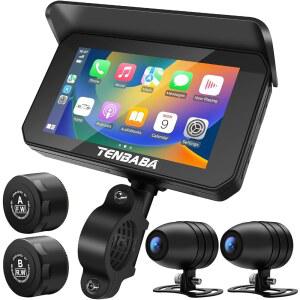 TENBABA 전문가용 12.7CM(5인치) 오토바이 카플레이, 안드로이드 TF 대시 MOTO, PARA 시리 GPS 오토, 128GB /카메라, 모토 방수, G-센서, 네비게이션, 캠 /구글 카드 PANTALLA TPMS, 보이스,