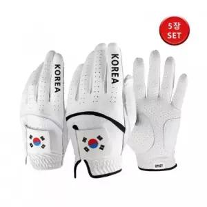 업셋 국가대표 태극기 프리미엄 반양피 골프장갑 남녀공용 왼손 오른손 선택 5장세트