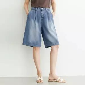 [데드라](88size)아워핀턱데님하프팬츠 PTF3138