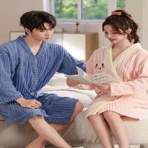 남녀공용 목욕가운 도톰한 골지 랩 극세사 샤워가운