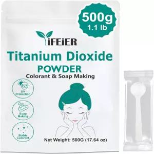iFEiER 이산화 티타늄 분말 500g 1.1파운드 비누 제조 TiO2 자외선 차단제 및 로션용 나노 순수 페인트