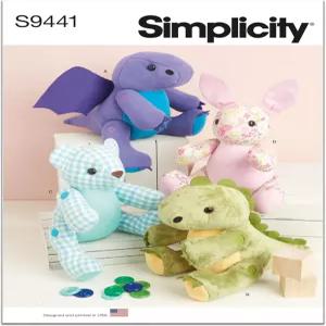 심플리티 SS9441OS 사랑스러운 관절 드래곤 공룡 곰 토끼 동물 바느질 패턴 패킷 디자인 코드 S9441 높이