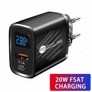 PD 20W USB C 충전기 고속 충전 타입 C 충전기 전원 어댑터 EU/US/UK 플러그 여행용 벽 충전기 휴대용 고속