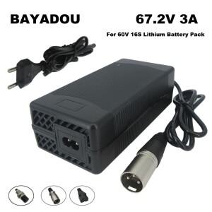 리튬 배터리 충전기 T/PC/IEC 3 핀 커넥터 선풍기  67.2V 3A 16S 60 V 60 V 10AH 20AH