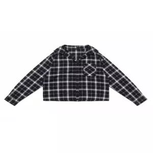 [르샵][르샵(LeShop)] 오픈카라 셔츠형 체크 크롭 블라우스 (택가격 99000원)