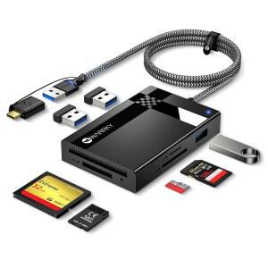 WARRKY SD 카드 리더기 7 IN 어댑터 메모리 /UHS-I용 7.6M(2.5피트) 적합 /USB 나일론 맥북 카메라, 케이블] /MS [듀얼 안드로이드에 /에어, USB3.0 마이크로 C, , 1, 커넥터 프로 17, 허브, /CF 맥, 카메라