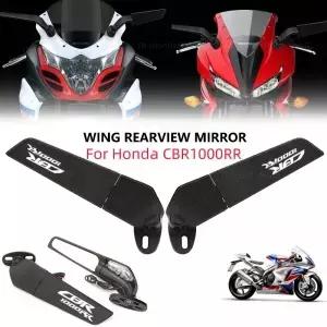 로고가 있는 오토바이 윙 미러 조절식 회전 백미러 혼다 CBR 1000RR 1000 2004-2019