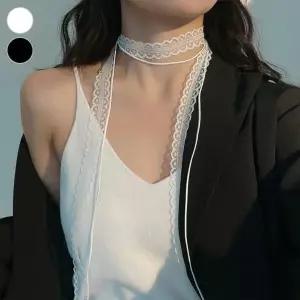여자 초커 레이스 포인트 코디 스카프