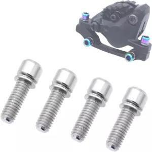 NELboNS 자전거 브레이크 볼트 TC4 티타늄 합금 M6x18mm 로드 마운틴 와셔 4팩