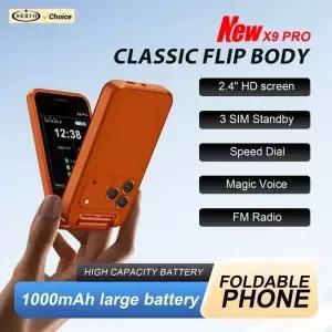 SERVO X9 PRO 3 SIM 카드 폴더블 휴대폰 매직 보이스 스피드 다이얼 블랙리스트 FM 라디오 2G GSM 2.4인치