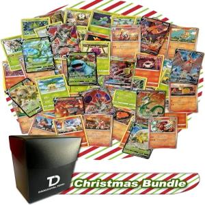 크리스마스 포켓몬 호환 TCG 랜덤 구색 번들 보장된 파이어 또는 잔디 초희귀 카드 20장 Dan123yal 덱 박스