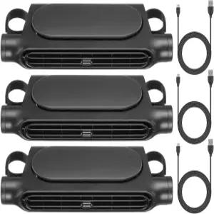 앞뒤로 탄성 벨트가 장착된 투조 3팩 자동차 시트 백 쿨링 팬 USB 3가지 바람 설정 차량 공간 절약 밴 RV