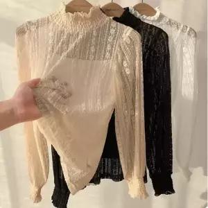 반목 레이스 기모 레이어드 시스루 이너 블라우스