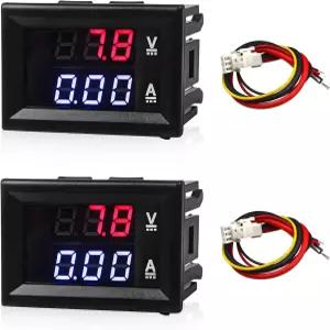 Rdxcv 2 PCS 0.28 디지털 전압계 전류계 DC 0-100V 10A 암페어 게이지 커넥트 와이어 포함 전기차 보트용