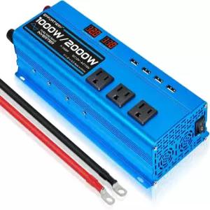 1000W 순수 사인파 인버터 DC 12V에서 AC 110V/120V 컨버터 2000w 피크 자동차 전원 변환기 3개의 콘센트