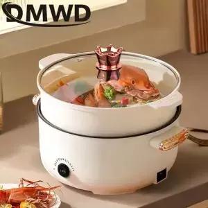 DMWD 전기 다기능 요리 냄비 논스틱 프라이팬 국수 수프 스튜 핫팟 쿠커 푸드 스티머 웍