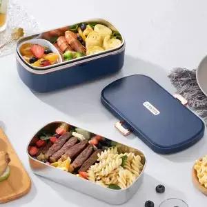 220V 전기 도시락 900ml 휴대용 밥솥 물 없이 가열되는 보온 식품 워머 사무실용