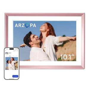 ARZOPA D10 메탈 디지털 사진 프레임 골드 깊은 HD 즉각적인 휴대폰에서 사려 공유, 필요 정교한 구독 및 클라우드 없음, 방지 스토리지, 스크린, 10.1인치 비디오 프리 - 눈부심 이상적 터치 로즈 선물에