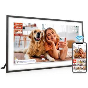 Frameo 15.6인치 대형 디지털 포토 프레임, 있는 Wi-Fi, 터치 프레임 액자 x HD 회전 자동 IPS 사진 전자 32GB, 1080 Wi-Fi 1920 스크린, 기능이