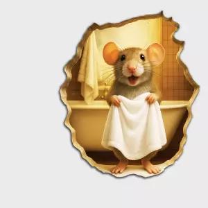 마우스 홀 데칼 스티커 5.1인치 2팩에 샤워하는 그릿컬처 탈착식 3D 효과가 있는 벽 장식 재미있는 선물