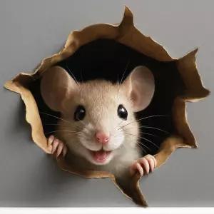 그릿컬처 리무버블 픽 마우스 홀 데칼 스티커 5.1인치 2팩 벽 3D 효과 장식 재미있는 선물 배변 훈련 장난