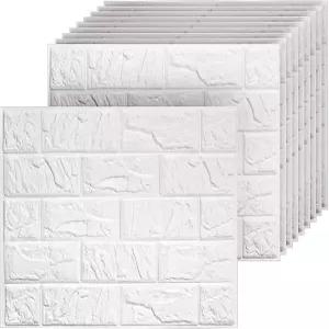 우메돌 20 PCS 3D 벽 패널 필 앤 스틱 인조 폼 11.8 *11.8 벽용 흰색 벽돌 벽지 타일 DIY 내부 장식용 자가