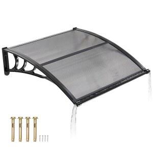 문 입구용 VEVOR 차양, 배수 및 ABS 브래킷이 있는 38인치 x 40인치 창문 차양 캐노피 외부, 태양, 자외선, 비, 눈 보호용 파티오 스모키 그레이